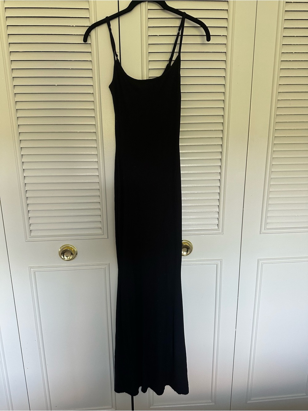 SKIMS Black Ribbed Maxi Dress with Slim Spaghetti Straps - Picture 3 of 3